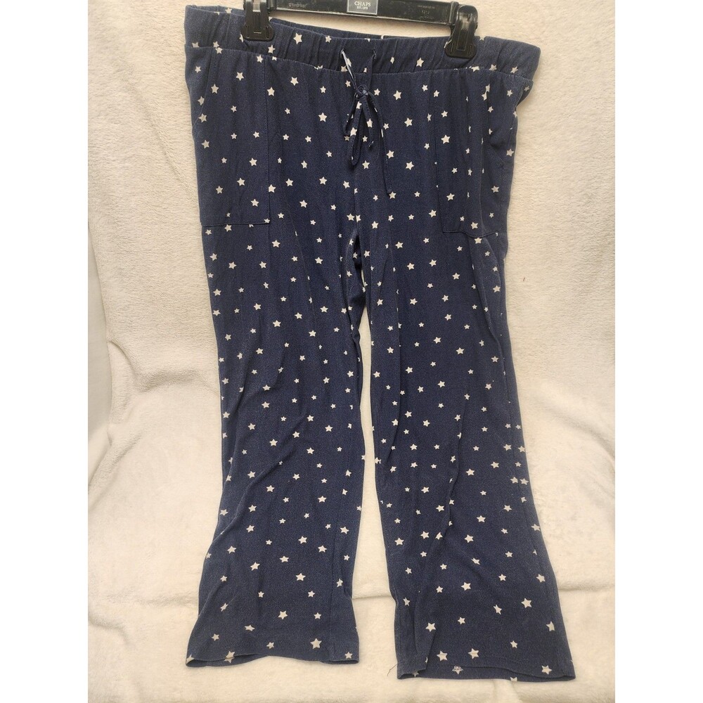 Lucky Pajama Pants Blue White Star Lounge Sleepwear Pockets Soft Womens Large